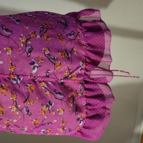 SOLD. Belle du Jour "Into the Woods" Semi-Sheer Tie-Waist Top - Picture 3 of 12